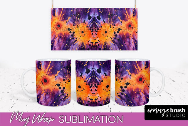 Halloween Tie Dye Coffee Mug Sublimation - Spooky Mug Wrap Sublimation OrangeBrushStudio 