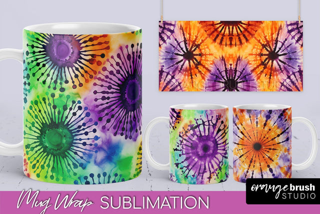 Halloween Tie Dye Coffee Mug Sublimation - Spooky Mug Wrap Sublimation OrangeBrushStudio 