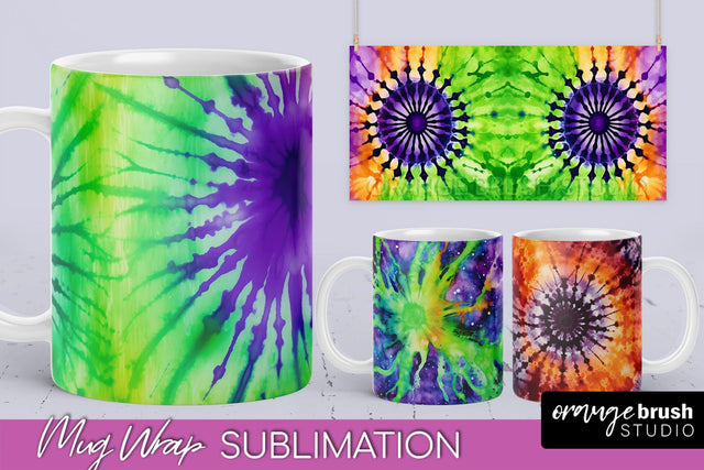 Halloween Tie Dye Coffee Mug Sublimation - Spooky Mug Wrap Sublimation OrangeBrushStudio 