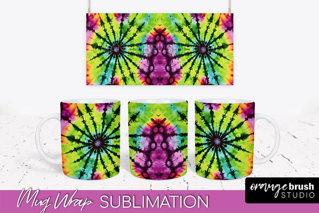 Halloween Tie Dye Coffee Mug Sublimation - Spooky Mug Wrap Sublimation OrangeBrushStudio 