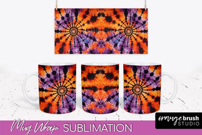 Halloween Tie Dye Coffee Mug Sublimation - Spooky Mug Wrap Sublimation OrangeBrushStudio 