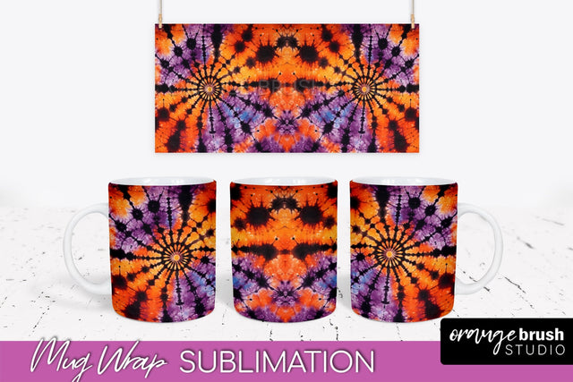 Halloween Tie Dye Coffee Mug Sublimation - Spooky Mug Wrap Sublimation OrangeBrushStudio 