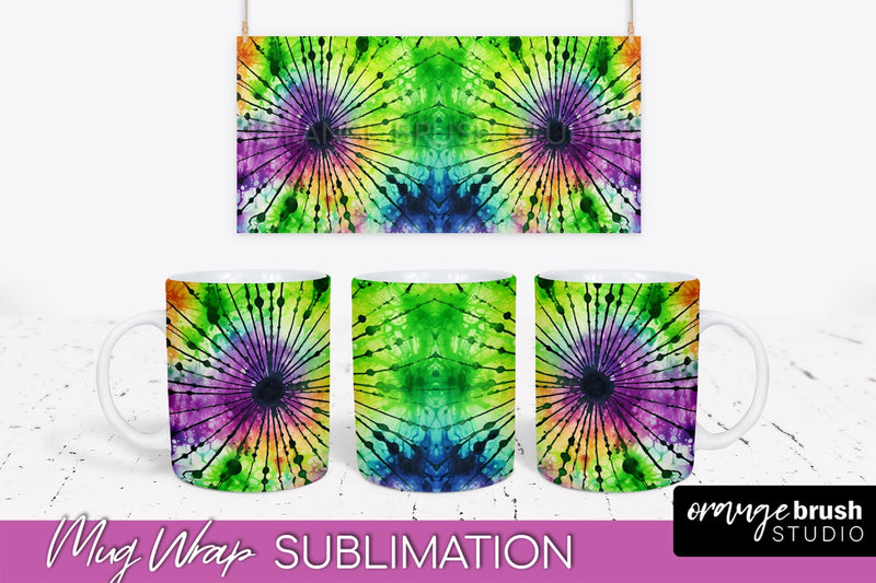 Halloween Tie Dye Coffee Mug Sublimation - Spooky Mug Wrap Sublimation OrangeBrushStudio 