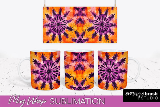 Halloween Tie Dye Coffee Mug Sublimation - Spooky Mug Wrap Sublimation OrangeBrushStudio 