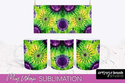 Halloween Tie Dye Coffee Mug Sublimation - Spooky Mug Wrap Sublimation OrangeBrushStudio 