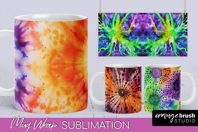 Halloween Tie Dye Coffee Mug Sublimation - Spooky Mug Wrap Sublimation OrangeBrushStudio 