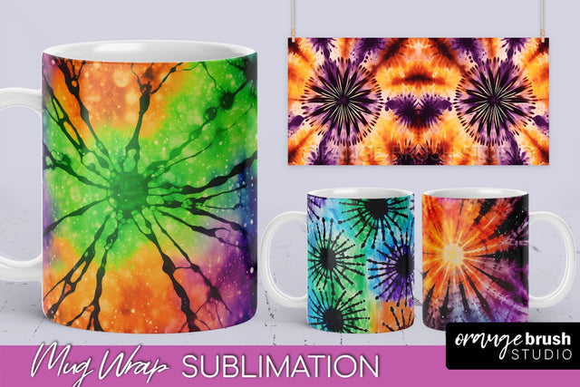 Halloween Tie Dye Coffee Mug Sublimation - Spooky Mug Wrap Sublimation OrangeBrushStudio 