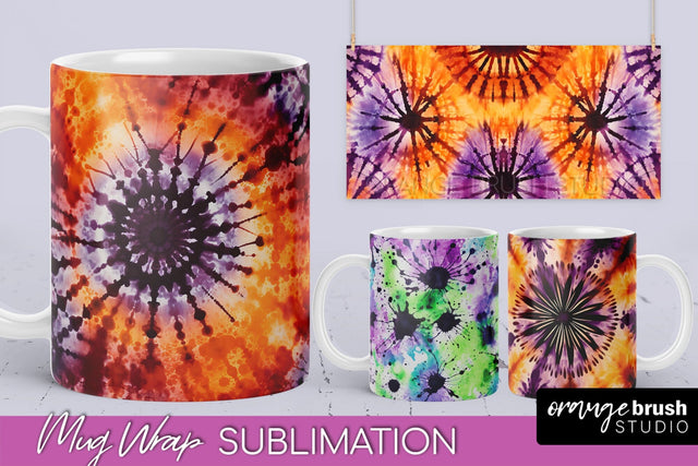 Halloween Tie Dye Coffee Mug Sublimation - Spooky Mug Wrap Sublimation OrangeBrushStudio 