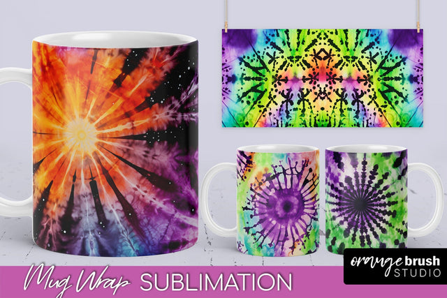 Halloween Tie Dye Coffee Mug Sublimation - Spooky Mug Wrap Sublimation OrangeBrushStudio 