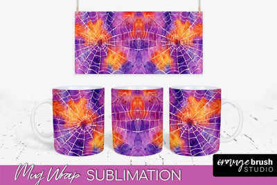 Halloween Tie Dye Coffee Mug Sublimation - Spooky Mug Wrap Sublimation OrangeBrushStudio 