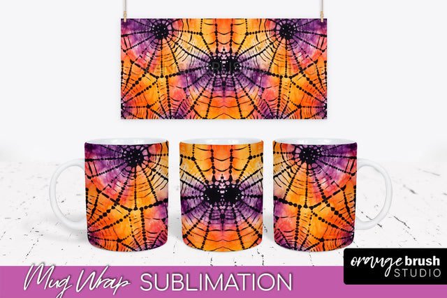 Halloween Tie Dye Coffee Mug Sublimation - Spooky Mug Wrap Sublimation OrangeBrushStudio 