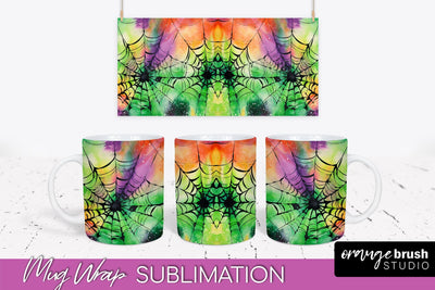 Halloween Tie Dye Coffee Mug Sublimation - Spooky Mug Wrap Sublimation OrangeBrushStudio 