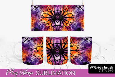 Halloween Tie Dye Coffee Mug Sublimation - Spooky Mug Wrap Sublimation OrangeBrushStudio 