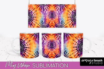 Halloween Tie Dye Coffee Mug Sublimation - Spooky Mug Wrap Sublimation OrangeBrushStudio 