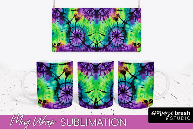 Halloween Tie Dye Coffee Mug Sublimation - Spooky Mug Wrap Sublimation OrangeBrushStudio 