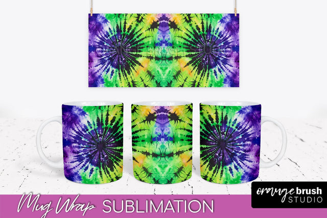 Halloween Tie Dye Coffee Mug Sublimation - Spooky Mug Wrap Sublimation OrangeBrushStudio 