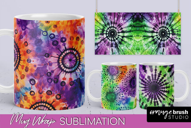 Halloween Tie Dye Coffee Mug Sublimation - Spooky Mug Wrap Sublimation OrangeBrushStudio 