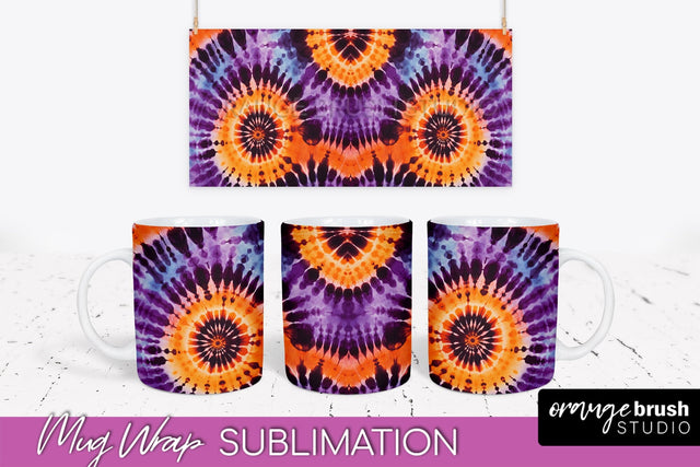 Halloween Tie Dye Coffee Mug Sublimation - Spooky Mug Wrap Sublimation OrangeBrushStudio 