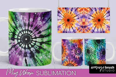 Halloween Tie Dye Coffee Mug Sublimation - Spooky Mug Wrap Sublimation OrangeBrushStudio 