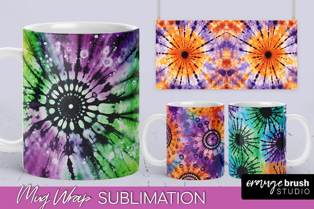 Halloween Tie Dye Coffee Mug Sublimation - Spooky Mug Wrap Sublimation OrangeBrushStudio 
