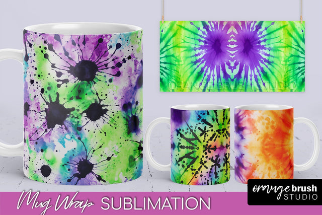 Halloween Tie Dye Coffee Mug Sublimation - Spooky Mug Wrap Sublimation OrangeBrushStudio 