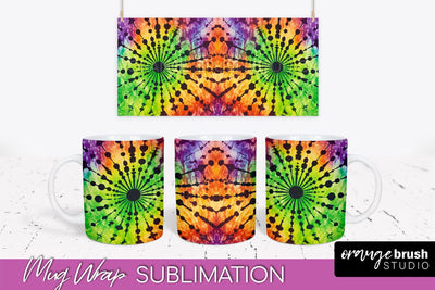 Halloween Tie Dye Coffee Mug Sublimation - Spooky Mug Wrap Sublimation OrangeBrushStudio 