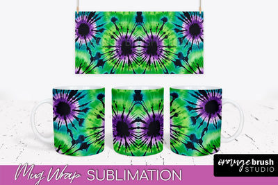 Halloween Tie Dye Coffee Mug Sublimation - Spooky Mug Wrap Sublimation OrangeBrushStudio 