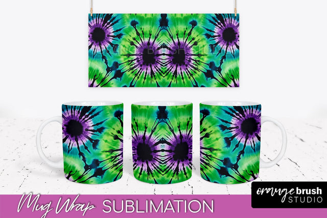 Halloween Tie Dye Coffee Mug Sublimation - Spooky Mug Wrap Sublimation OrangeBrushStudio 