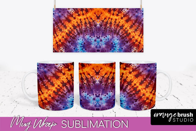 Halloween Tie Dye Coffee Mug Sublimation - Spooky Mug Wrap Sublimation OrangeBrushStudio 