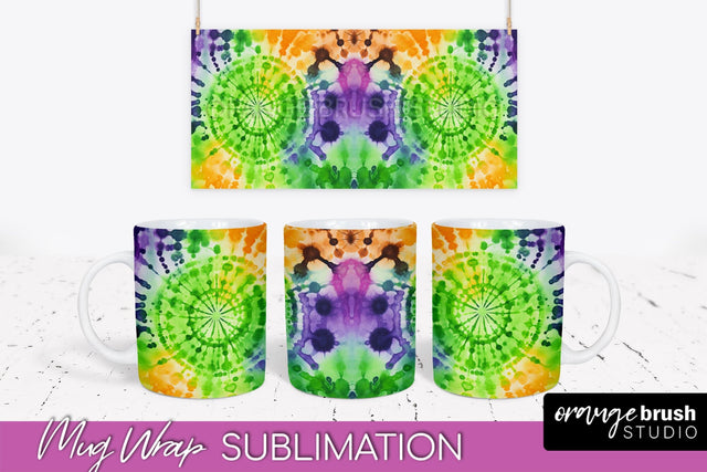 Halloween Tie Dye Coffee Mug Sublimation - Spooky Mug Wrap Sublimation OrangeBrushStudio 