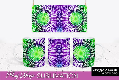 Halloween Tie Dye Coffee Mug Sublimation - Spooky Mug Wrap Sublimation OrangeBrushStudio 