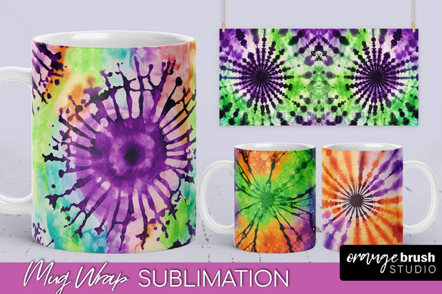 Halloween Tie Dye Coffee Mug Sublimation - Spooky Mug Wrap Sublimation OrangeBrushStudio 