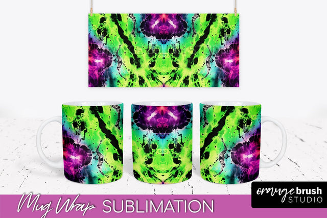 Halloween Tie Dye Coffee Mug Sublimation - Spooky Mug Wrap Sublimation OrangeBrushStudio 