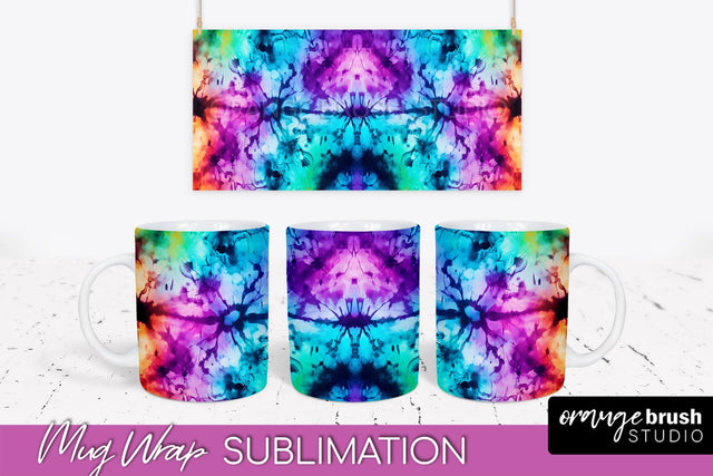 Halloween Tie Dye Coffee Mug Sublimation - Spooky Mug Wrap Sublimation OrangeBrushStudio 