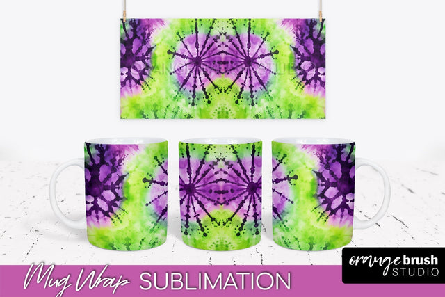 Halloween Tie Dye Coffee Mug Sublimation - Spooky Mug Wrap Sublimation OrangeBrushStudio 