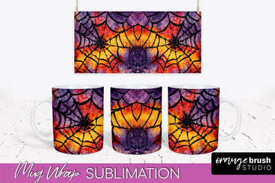 Halloween Tie Dye Coffee Mug Sublimation - Spooky Mug Wrap Sublimation OrangeBrushStudio 