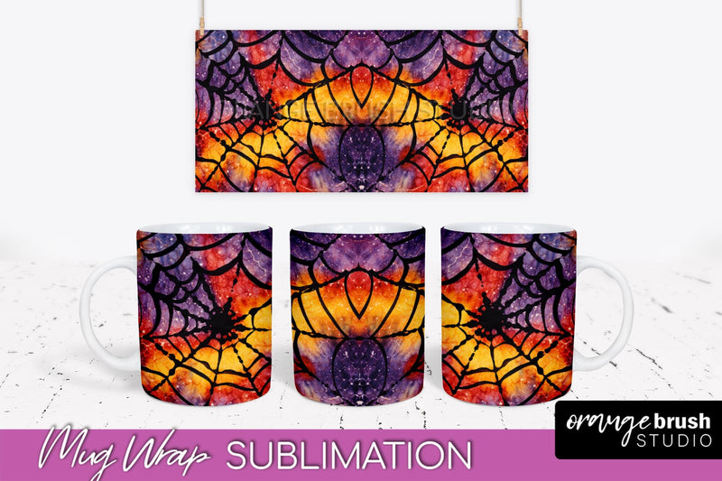 Halloween Tie Dye Coffee Mug Sublimation - Spooky Mug Wrap Sublimation OrangeBrushStudio 