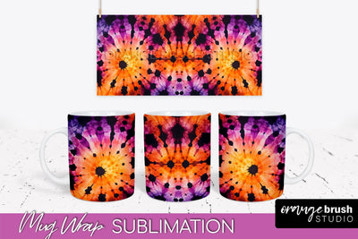 Halloween Tie Dye Coffee Mug Sublimation - Spooky Mug Wrap Sublimation OrangeBrushStudio 