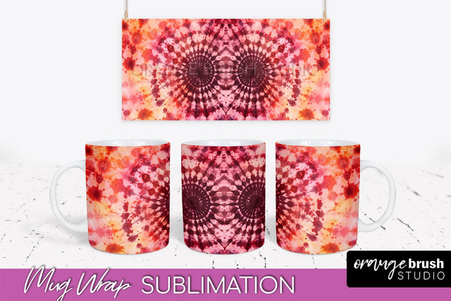 Halloween Tie Dye Coffee Mug Sublimation - Spooky Mug Wrap Sublimation OrangeBrushStudio 
