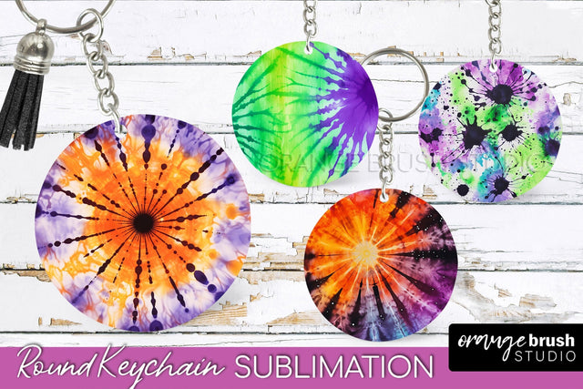 Halloween Tie Dye Keychain - Tie Dye Keychain Sublimation Sublimation OrangeBrushStudio 