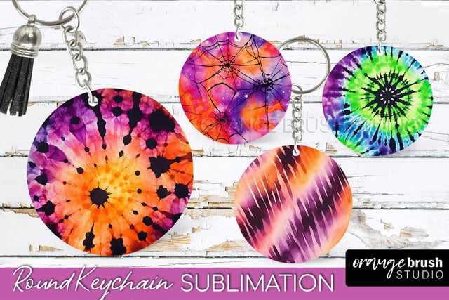Halloween Tie Dye Keychain - Tie Dye Keychain Sublimation Sublimation OrangeBrushStudio 