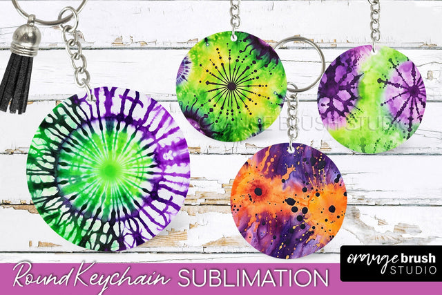 Halloween Tie Dye Keychain - Tie Dye Keychain Sublimation Sublimation OrangeBrushStudio 