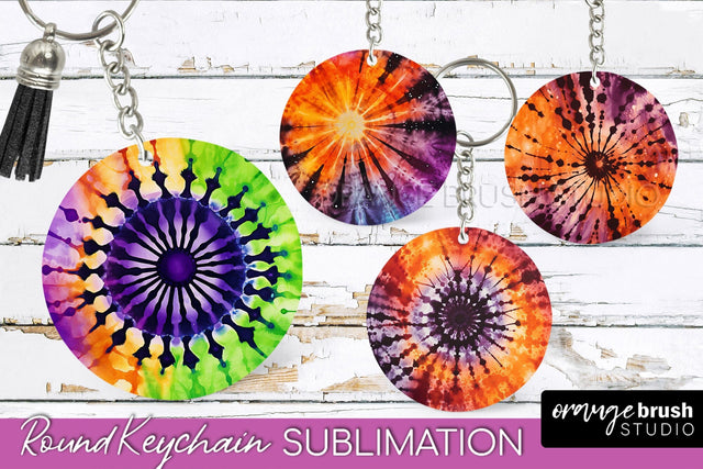 Halloween Tie Dye Keychain - Tie Dye Keychain Sublimation Sublimation OrangeBrushStudio 