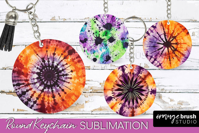 Halloween Tie Dye Keychain - Tie Dye Keychain Sublimation Sublimation OrangeBrushStudio 