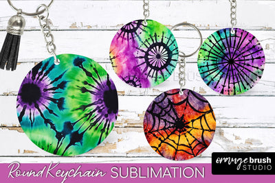 Halloween Tie Dye Keychain - Tie Dye Keychain Sublimation Sublimation OrangeBrushStudio 