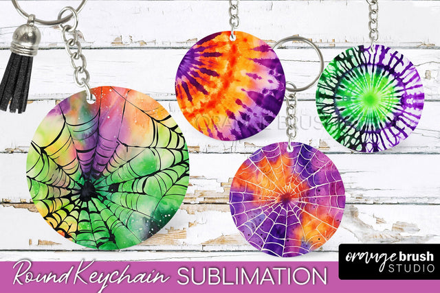 Halloween Tie Dye Keychain - Tie Dye Keychain Sublimation Sublimation OrangeBrushStudio 