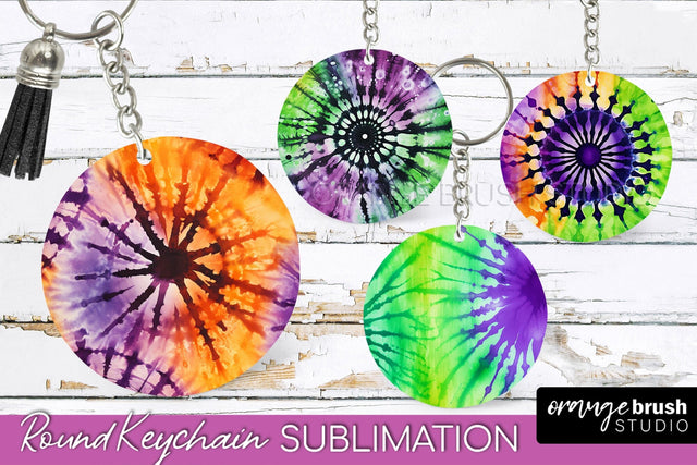 Halloween Tie Dye Keychain - Tie Dye Keychain Sublimation Sublimation OrangeBrushStudio 