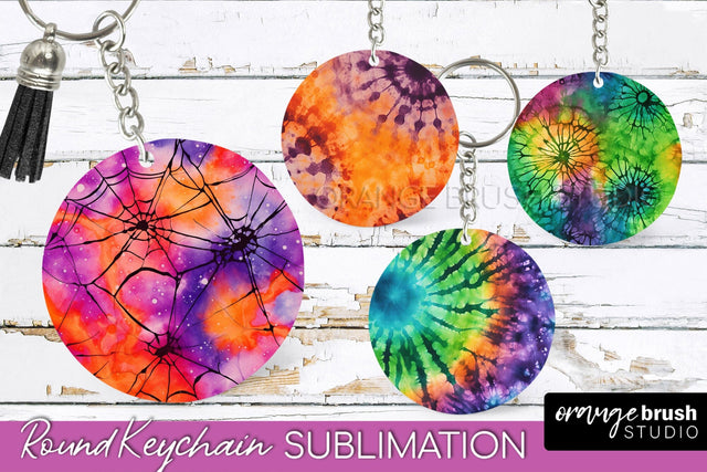 Halloween Tie Dye Keychain - Tie Dye Keychain Sublimation Sublimation OrangeBrushStudio 