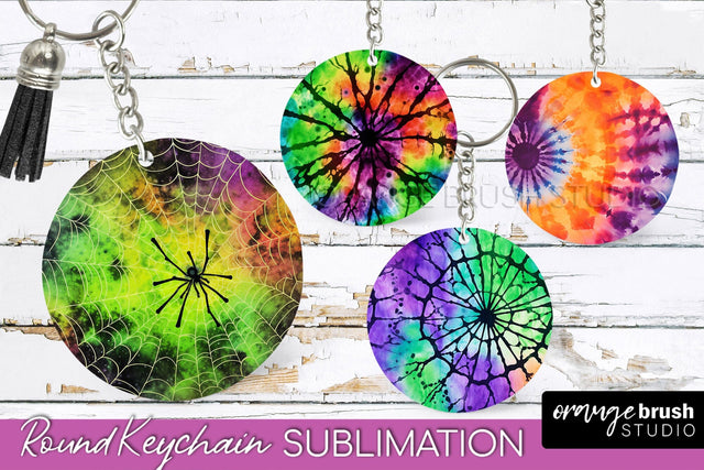 Halloween Tie Dye Keychain - Tie Dye Keychain Sublimation Sublimation OrangeBrushStudio 