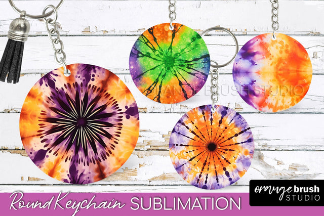 Halloween Tie Dye Keychain - Tie Dye Keychain Sublimation Sublimation OrangeBrushStudio 